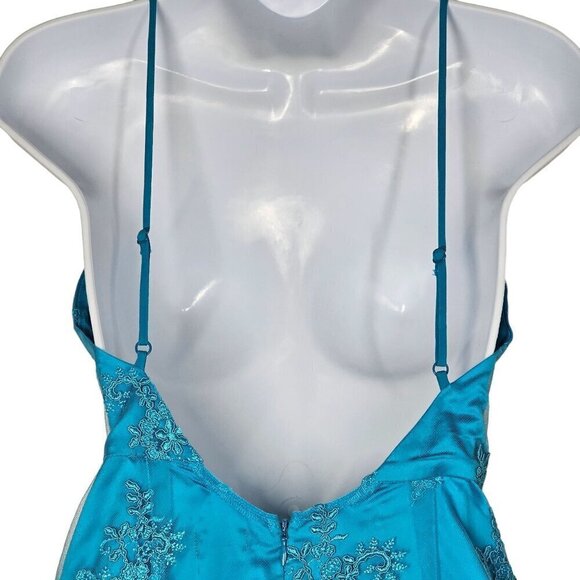 NBD Revolve Plunge V-Neck Lace Slip Cocktail Mini Dress Low Back Blue Small - Picture 5 of 12